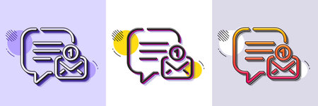 New message line icon. Halftone dotted pattern. Gradient icon with grain shadow. Chat bubble sign....