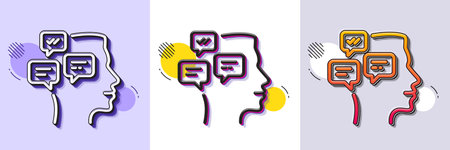 Chat Messages line icon. Halftone dotted pattern. Gradient icon with grain shadow. Conversation...