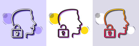 Face accepted line icon. Halftone dotted pattern. Gradient icon with grain shadow. Access granted...