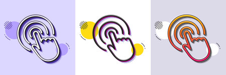 Hand Click line icon. Halftone dotted pattern. Gradient icon with grain shadow. Finger touch sign....