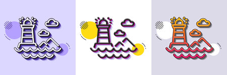 Lighthouse line icon. Halftone dotted pattern. Gradient icon with grain shadow. Beacon tower sign. Searchlight building symbol. Line lighthouse icon. Various designs. Vectorのイラスト素材