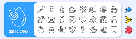 Cooking hat, Food delivery and World water line icons. Interest rate, AI generate, Inflation icons....