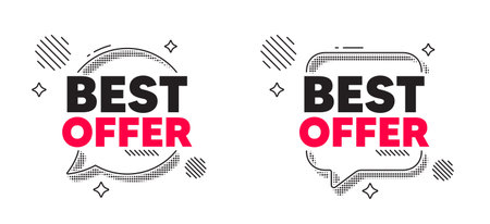 Best offer chat speech bubble. Social media concept. Best offer tag. Special price Sale sign. Advertising Discounts symbol. Line design chat bubble. Vectorのイラスト素材