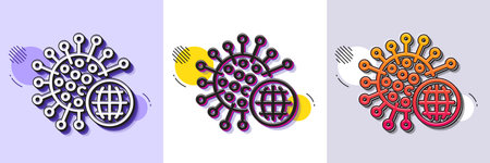 Coronavirus pandemic line icon. Halftone dotted pattern. Gradient icon with grain shadow. Covid-19 global virus sign. Corona virus symbol. Line coronavirus icon. Various designs. Vectorのイラスト素材