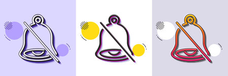 Mute line icon. Halftone dotted pattern. Gradient icon with grain shadow. Bell alert sign. No sound symbol. Line mute icon. Various designs. Vectorのイラスト素材
