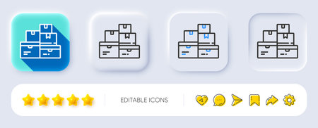 Wholesale goods line icon. Neumorphic, Flat shadow, 3d buttons. Warehouse boxes sign. Logistic inventory symbol. Line wholesale goods icon. Social media icons. Vectorのイラスト素材