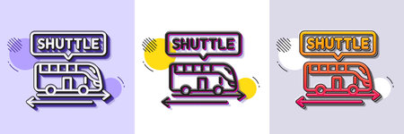 Shuttle bus line icon. Halftone dotted pattern. Gradient icon with grain shadow. Airport transport...