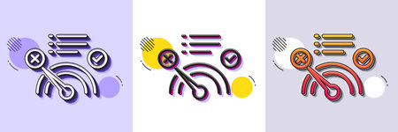 Reject bandwidth meter line icon. Halftone dotted pattern. Gradient icon with grain shadow. No internet sign. Speedometer symbol. Line no internet icon. Various designs. Vectorのイラスト素材