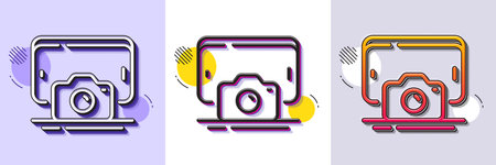 Phone photo line icon. Halftone dotted pattern. Gradient icon with grain shadow. Smartphone or Cellphone sign. Mobile accessories symbol. Line phone photo icon. Various designs. Vectorのイラスト素材