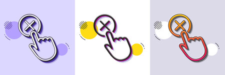 Reject click line icon. Halftone dotted pattern. Gradient icon with grain shadow. Decline or remove...