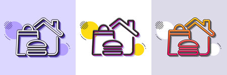 Food delivery line icon. Halftone dotted pattern. Gradient icon with grain shadow. Meal order at home sign. Fast food deliver symbol. Line food delivery icon. Various designs. Vectorのイラスト素材