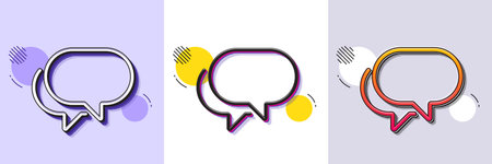 Talk bubble line icon. Halftone dotted pattern. Gradient icon with grain shadow. Speech bubble sign. Chat message symbol. Line talk bubble icon. Various designs. Vectorのイラスト素材