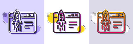 Start business line icon. Halftone dotted pattern. Gradient icon with grain shadow. Launch...