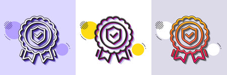Insurance medal line icon. Halftone dotted pattern. Gradient icon with grain shadow. Certified risk coverage sign. Confirmed protection symbol. Line insurance medal icon. Various designs. Vectorのイラスト素材