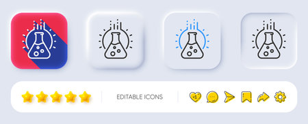 Chemistry lab line icon. Neumorphic, Flat shadow, 3d buttons. Laboratory flask sign. Analysis symbol. Line chemistry lab icon. Social media icons. Vectorのイラスト素材