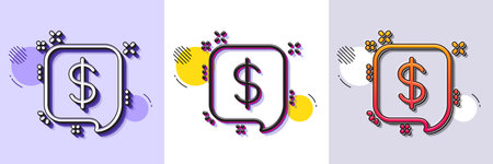 Payment received line icon. Halftone dotted pattern. Gradient icon with grain shadow. Dollar sign. Finance symbol. Line payment message icon. Various designs. Vectorのイラスト素材