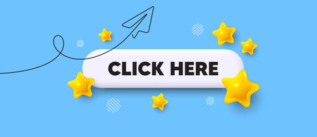 Click here search bar. Share plane line icon. Click here. Register announce sign. Order here offer symbol. Search button with 3d stars. Vectorのイラスト素材