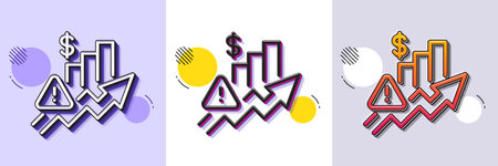 Rise price line icon. Halftone dotted pattern. Gradient icon with grain shadow. Excise duty graph sign. Tax rate or inflation symbol. Line rise price icon. Various designs. Vectorのイラスト素材