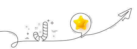 Christmas candy line icon. Continuous line with share plane. Cane lollypop sign. 3d star in speech bubble. Candy single line ribbon. Loop curve pattern. Vectorのイラスト素材
