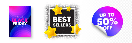Best sellers photo frame 3d stars. Discount sticker banner. Best sellers tag. Special offer price sign. Advertising discounts symbol. Black friday poster. Promo background. Vectorのイラスト素材