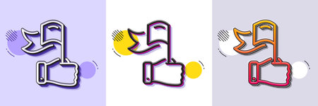 Leadership line icon. Halftone dotted pattern. Gradient icon with grain shadow. Success flag in hand sign. Winner symbol. Line leadership icon. Various designs. Vectorのイラスト素材