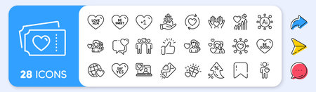Love him, Heart beat and Hold heart line icons. Interest rate, AI generate, Inflation icons. Pack of Friend, Dating, Love letter icon. Be good, Inclusion, Friends couple pictogram. Vectorのイラスト素材