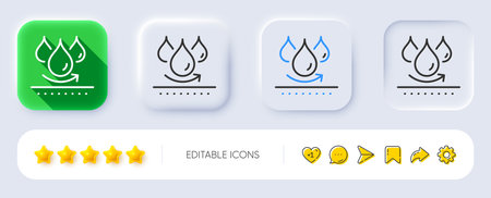 Waterproof line icon. Neumorphic, Flat shadow, 3d buttons. Water resistant sign. Drop protection symbol. Line waterproof icon. Social media icons. Vectorのイラスト素材