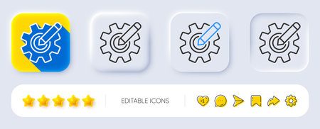 Cogwheel line icon. Neumorphic, Flat shadow, 3d buttons. Engineering tool sign. Edit settings symbol. Line cogwheel icon. Social media icons. Vectorのイラスト素材