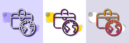 Global business line icon. Halftone dotted pattern. Gradient icon with grain shadow. Trade market...
