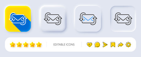 Refresh Mail line icon. Neumorphic, Flat shadow, 3d buttons. New Messages correspondence sign. E-mail symbol. Line refresh Mail icon. Social media icons. Vectorのイラスト素材