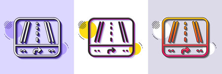 GPS navigation line icon. Halftone dotted pattern. Gradient icon with grain shadow. Road path sign....