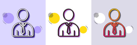 User line icon. Halftone dotted pattern. Gradient icon with grain shadow. Profile Avatar sign....