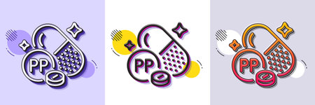 Vitamin PP line icon. Halftone dotted pattern. Gradient icon with grain shadow. Niacin food nutrient...