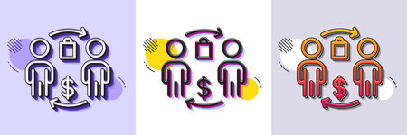 Buying process line icon. Halftone dotted pattern. Gradient icon with grain shadow. Shopping bag sign. Supermarket purchases symbol. Line buying process icon. Various designs. Vectorのイラスト素材