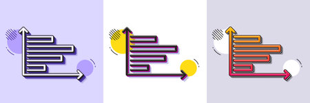 Horizontal chart line icon. Halftone dotted pattern. Gradient icon with grain shadow. Column graph sign. Market analytics symbol. Line horizontal chart icon. Various designs. Vectorのイラスト素材