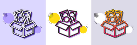 Bribe line icon. Halftone dotted pattern. Gradient icon with grain shadow. Money fraud crime sign....