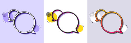 Messenger line icon. Halftone dotted pattern. Gradient icon with grain shadow. Speech bubble sign. Chat message symbol. Line messenger icon. Various designs. Vectorのイラスト素材