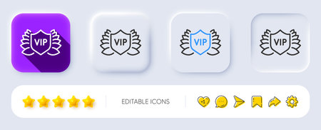Vip security line icon. Neumorphic, Flat shadow, 3d buttons. Very important person protection sign. Member club privilege symbol. Line vip security icon. Social media icons. Vectorのイラスト素材