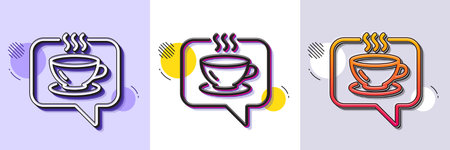 Hot coffee line icon. Halftone dotted pattern. Gradient icon with grain shadow. Tea drink sign. Cafe symbol. Line coffee icon. Various designs. Vectorのイラスト素材
