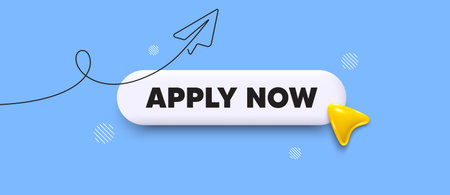 Apply now search bar. Share plane line icon. Apply now. Register today sign. Job hiring symbol. Search button with 3d cursor. Vectorのイラスト素材