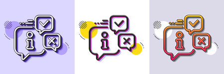 Information line icon. Halftone dotted pattern. Gradient icon with grain shadow. Info speech bubble...