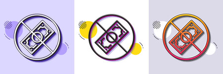 Corrupt line icon. Halftone dotted pattern. Gradient icon with grain shadow. No cash money sign. Stop corruption crime symbol. Line corrupt icon. Various designs. Vectorのイラスト素材