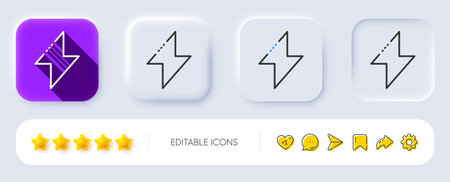 Energy line icon. Neumorphic, Flat shadow, 3d buttons. Thunderbolt sign. Electric power symbol. Line energy icon. Social media icons. Vectorのイラスト素材