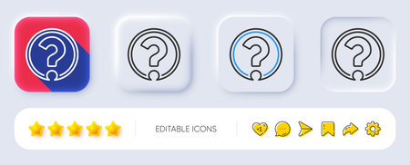 Question mark line icon. Neumorphic, Flat shadow, 3d buttons. Support help sign. FAQ symbol. Line question mark icon. Social media icons. Vectorのイラスト素材