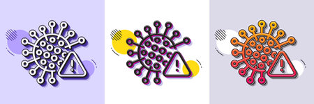 Coronavirus line icon. Halftone dotted pattern. Gradient icon with grain shadow. Covid virus sign. Infection alert symbol. Line covid virus icon. Various designs. Vectorのイラスト素材