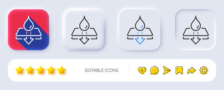 Water resistant line icon. Neumorphic, Flat shadow, 3d buttons. Waterproof sign. Drop protection symbol. Line water resistant icon. Social media icons. Vectorのイラスト素材