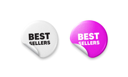 Best sellers sticker tags. Glitter paper price badge. Best sellers tag. Special offer price sign. Advertising discounts symbol. Offer round sticker. Promo banner. Vectorのイラスト素材