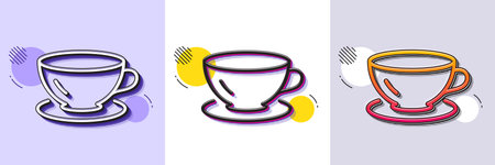 Tea cup line icon. Halftone dotted pattern. Gradient icon with grain shadow. Coffee drink sign. Fresh beverage symbol. Line espresso icon. Various designs. Vectorのイラスト素材