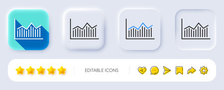 Financial chart line icon. Neumorphic, Flat shadow, 3d buttons. Economic graph sign. Stock exchange symbol. Business investment. Line money diagram icon. Social media icons. Vectorのイラスト素材