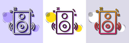 Speakers line icon. Halftone dotted pattern. Gradient icon with grain shadow. Music sound sign. Musical device symbol. Line speakers icon. Various designs. Vectorのイラスト素材